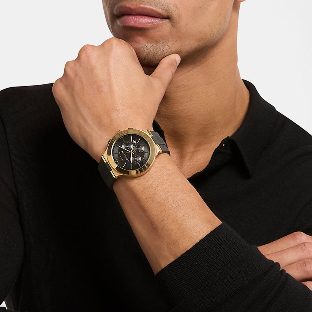 Billie Men Quartz Black Dial Chronograph Silicone Watch MK9253
