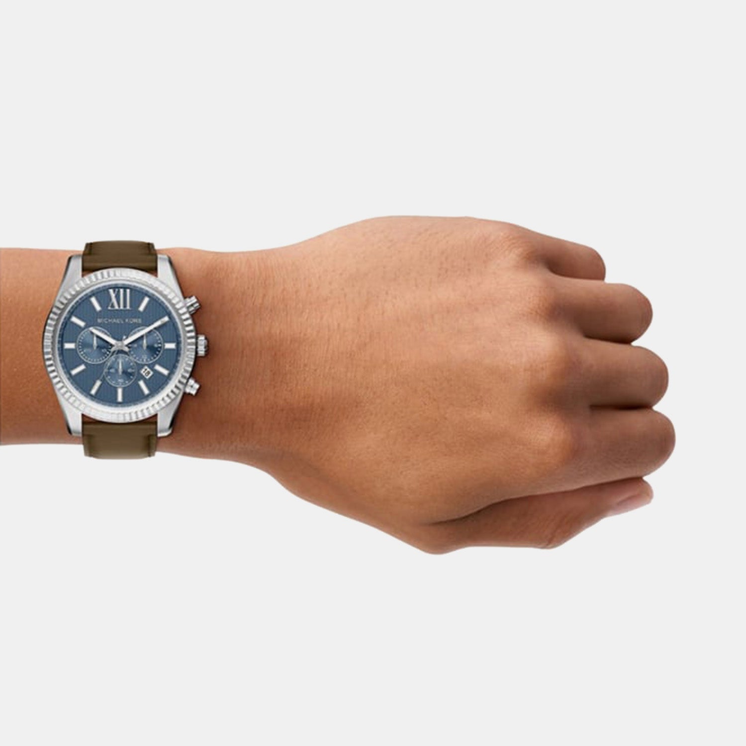 Lexington Men Quartz Blue Dial Chronograph Leather Watch MK9258