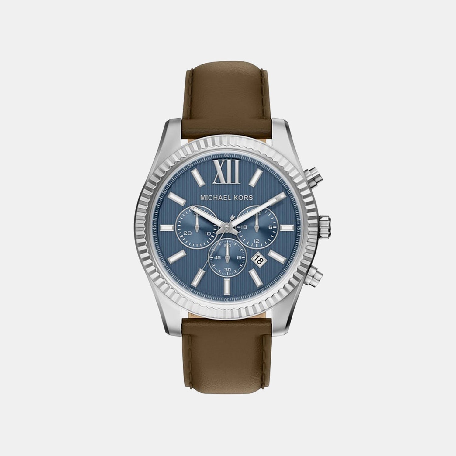 Lexington Men Quartz Blue Dial Chronograph Leather Watch MK9258