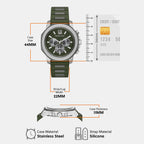 Prescott Men Quartz Green Dial Chronograph Silicone Watch MK9263