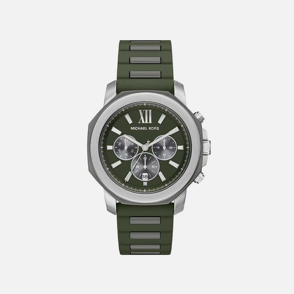Prescott Men Quartz Green Dial Chronograph Silicone Watch MK9263
