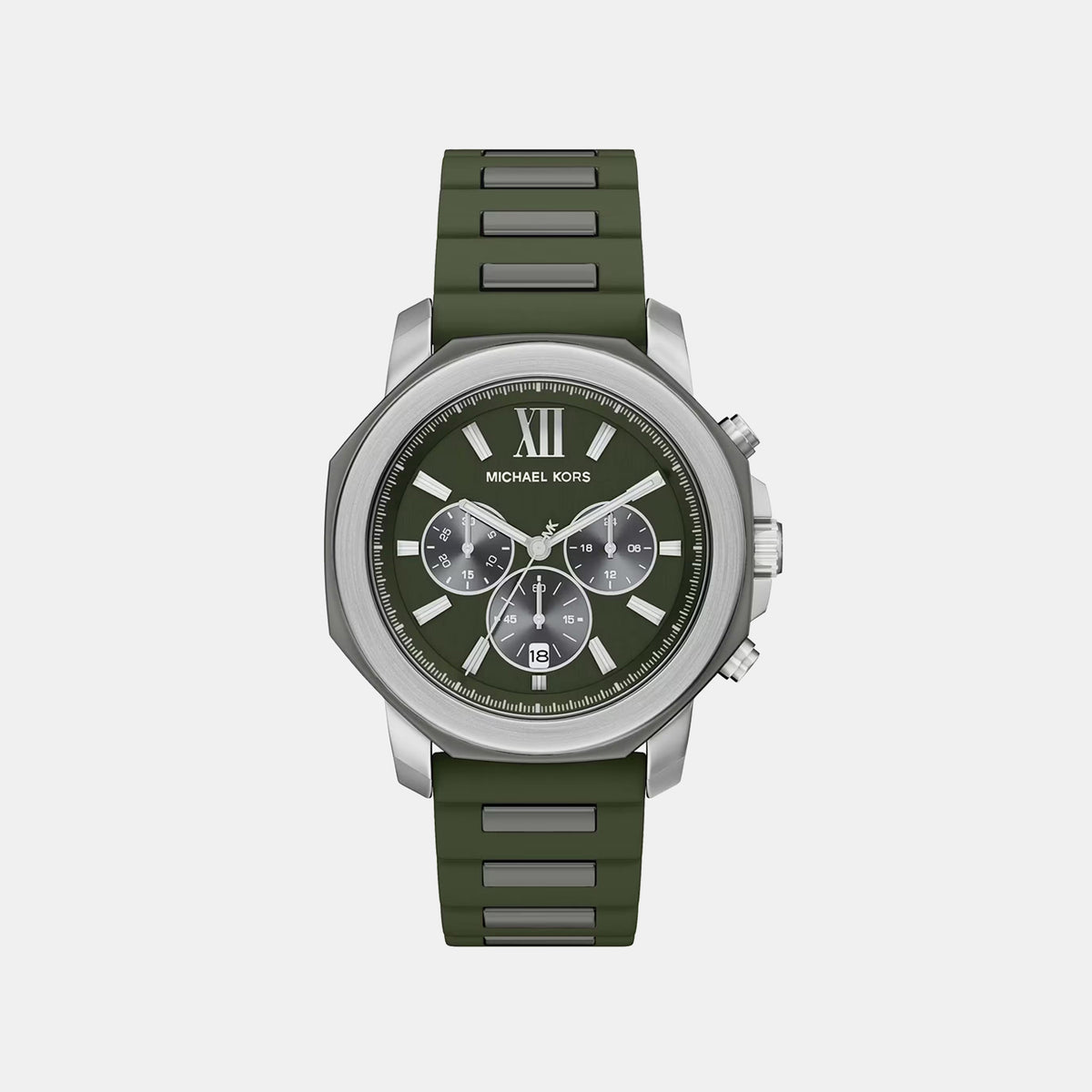 Prescott Men Quartz Green Dial Chronograph Silicone Watch MK9263
