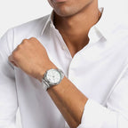 Oversized Lexington Men Quartz Blue Dial Chronograph Stainless Steel Watch MK9264