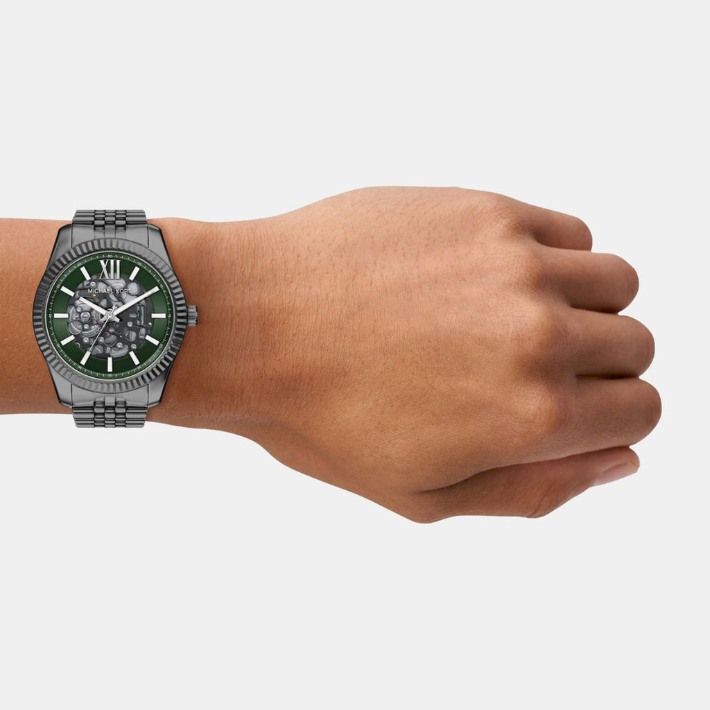 Men Quartz Green Dial Analog Stainless Steel Watch MK9267