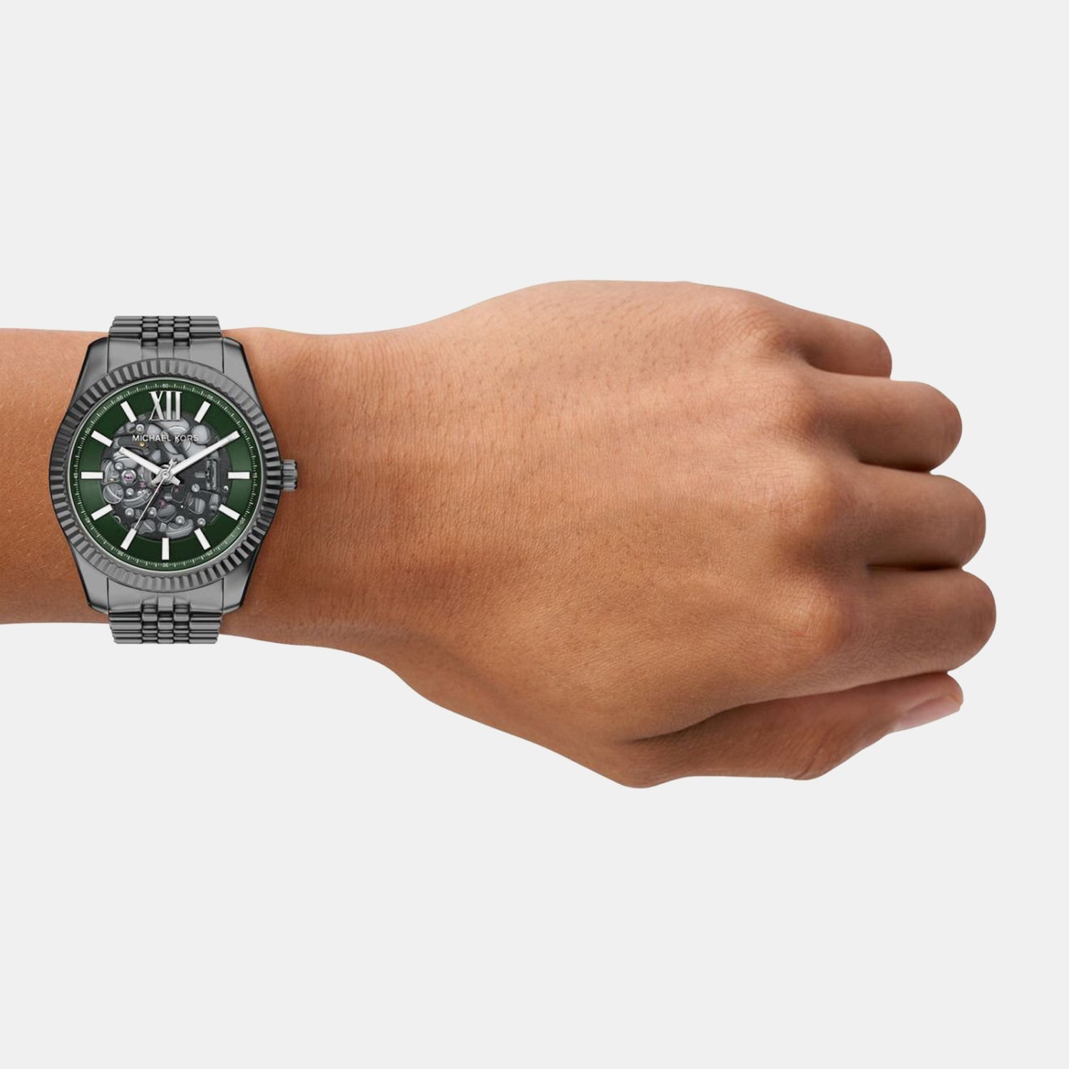 Men Quartz Green Dial Analog Stainless Steel Watch MK9267