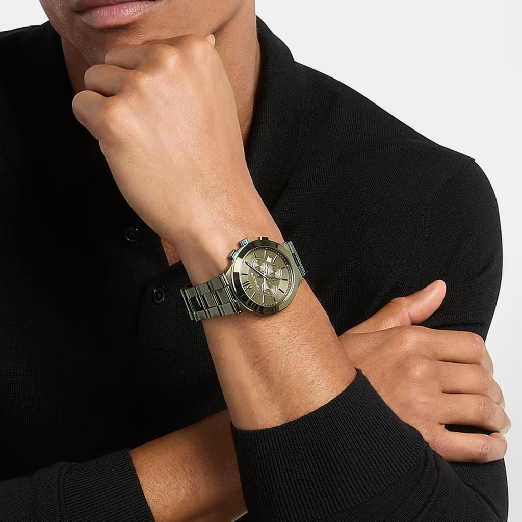 Oversized Billie Men Quartz Green Dial Chronograph Stainless Steel Watch MK9268
