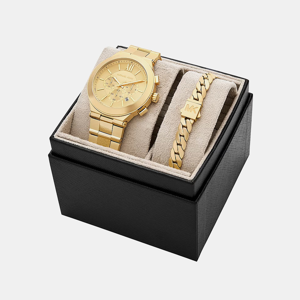Oversized Billie Men Quartz Gold Dial Chronograph Stainless Steel Watch MK9270SET