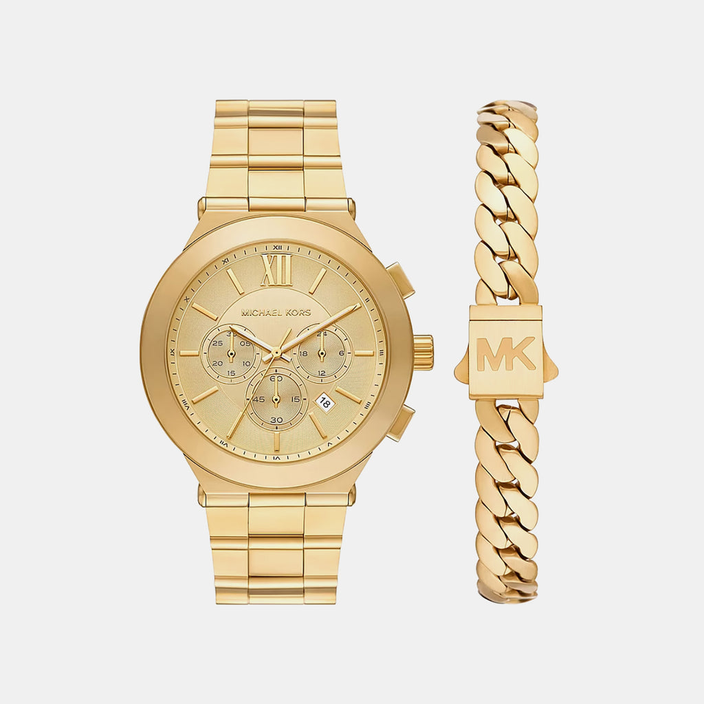 Oversized Billie Men Quartz Gold Dial Chronograph Stainless Steel Watch MK9270SET
