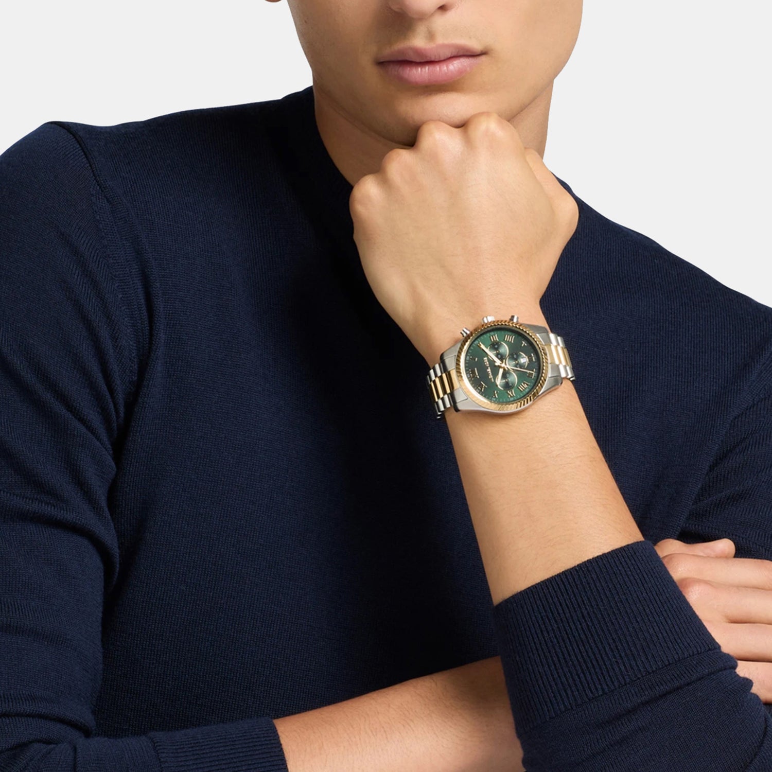 Lexington Men Quartz Green Dial Chronograph Stainless Steel Watch MK9277