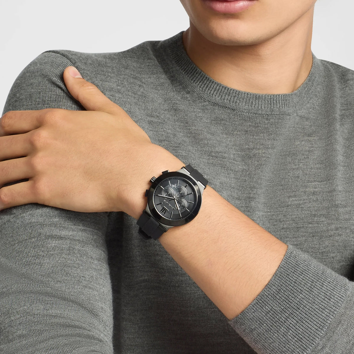 Billie Men Quartz Black Dial Chronograph Silicone Watch MK9285