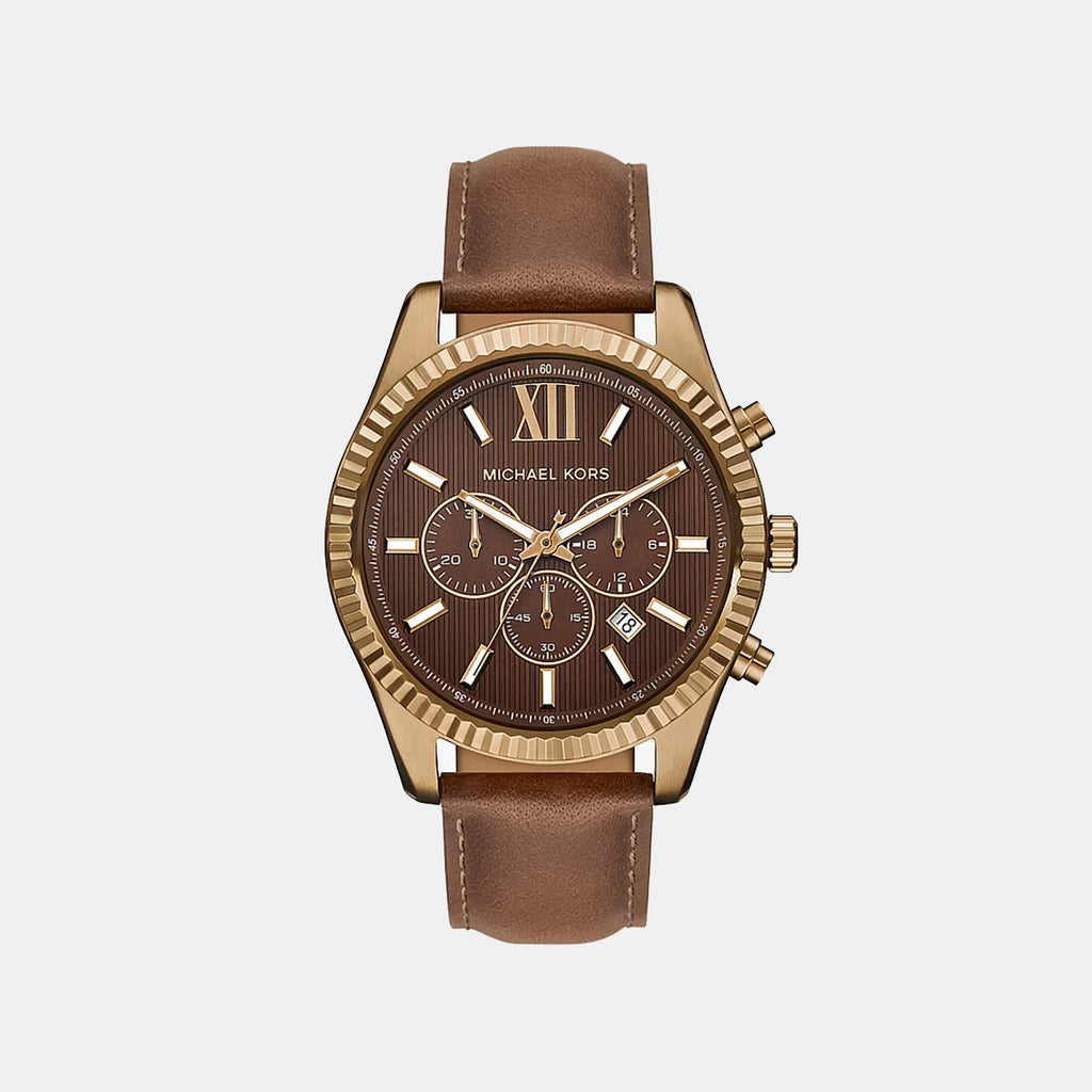 Lexington Men Quartz Brown Dial Chronograph Leather Watch MK9286