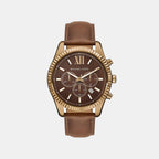 Lexington Men Quartz Brown Dial Chronograph Leather Watch MK9286