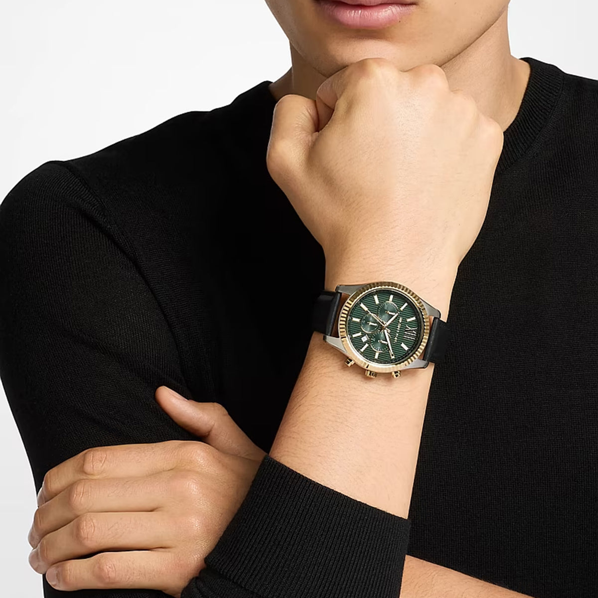 Lexington Men Quartz Green Dial Chronograph Leather Watch MK9287