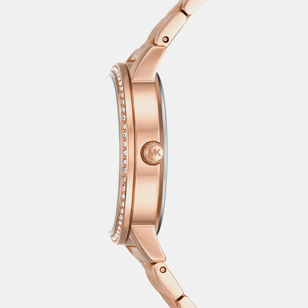 Women Quartz Rose Gold Dial Multi-Function Stainless Steel Watch MKO1081