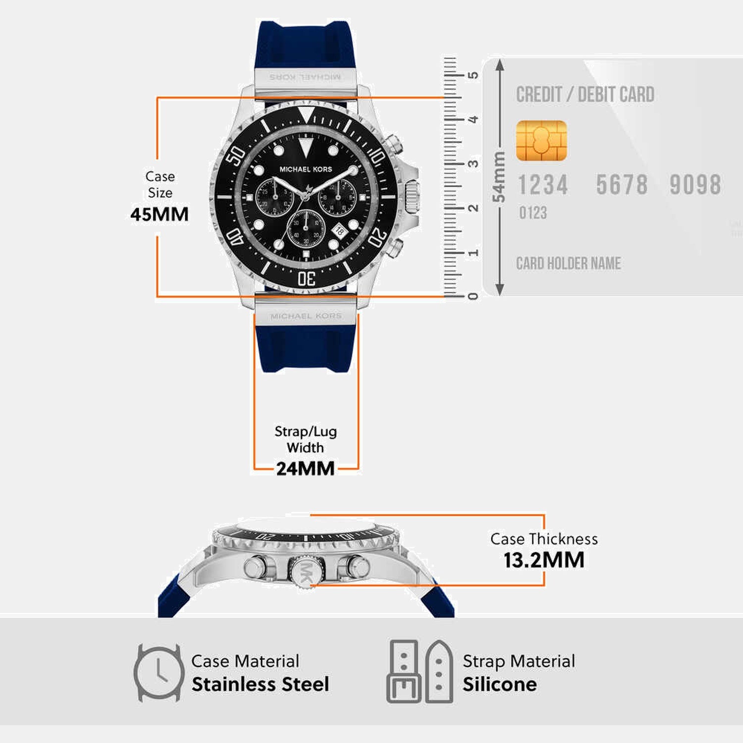 Everest Men Quartz Black Dial Chronograph Silicone Watch MKO1160