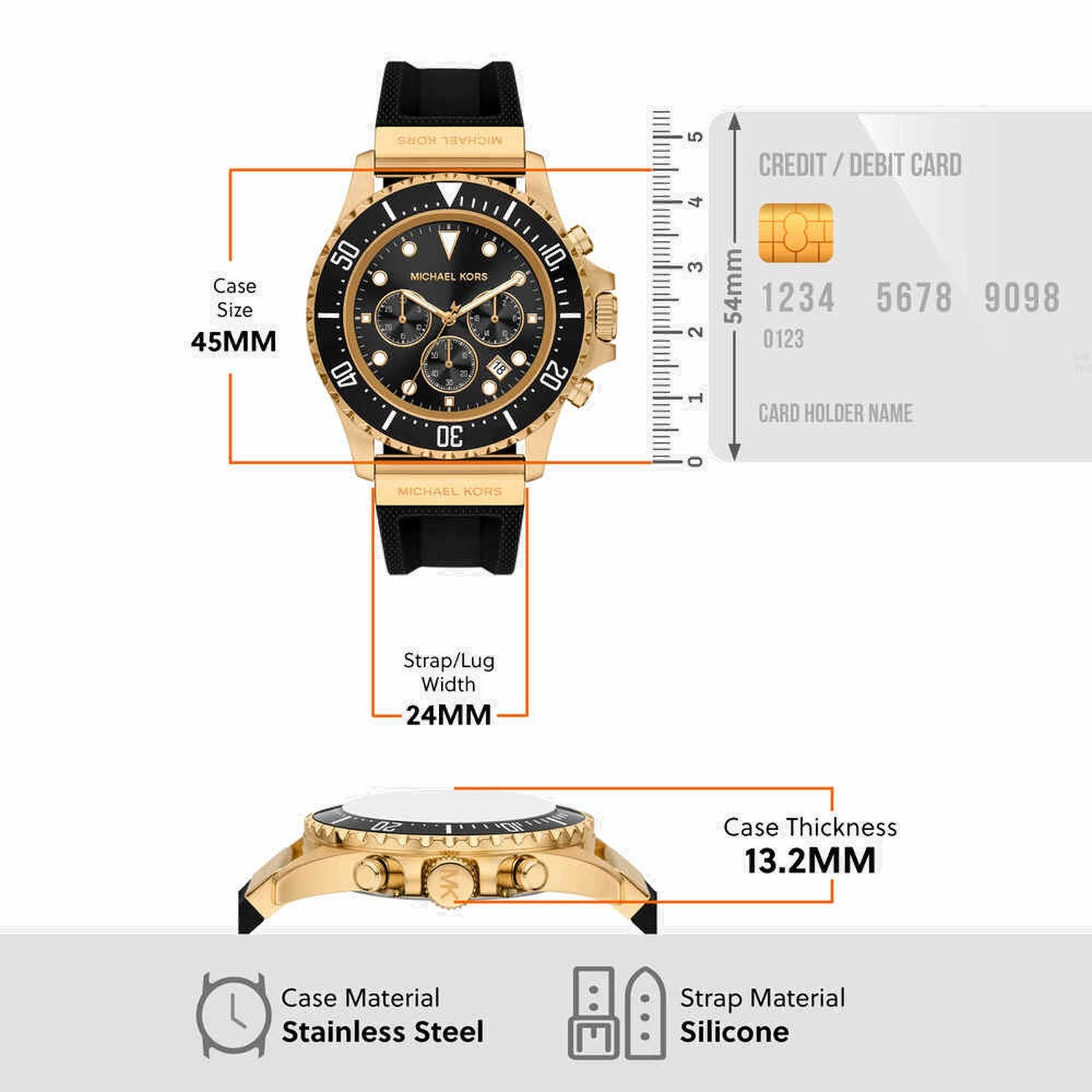 Everest Men Quartz Black Dial Chronograph Silicone Watch MKO1162