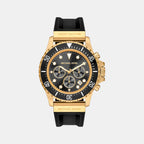 Everest Men Quartz Black Dial Chronograph Silicone Watch MKO1162