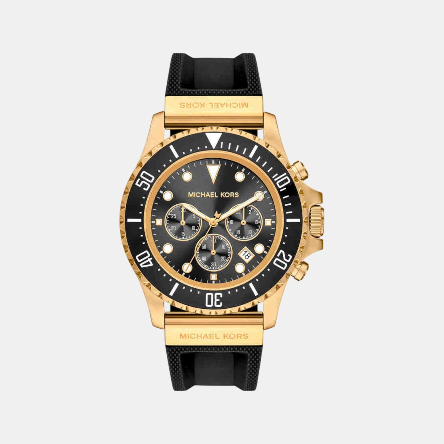 Everest Men Quartz Black Dial Chronograph Silicone Watch MKO1162