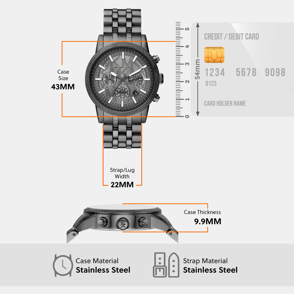 Hutton Men Quartz Grey Dial Chronograph Stainless Steel Watch MKO1164
