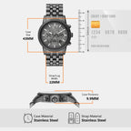 Hutton Men Quartz Grey Dial Chronograph Stainless Steel Watch MKO1164
