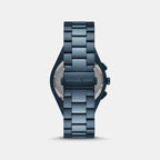 Oversized Lennox Men Quartz Blue Dial Chronograph Stainless Steel Watch MKO1235