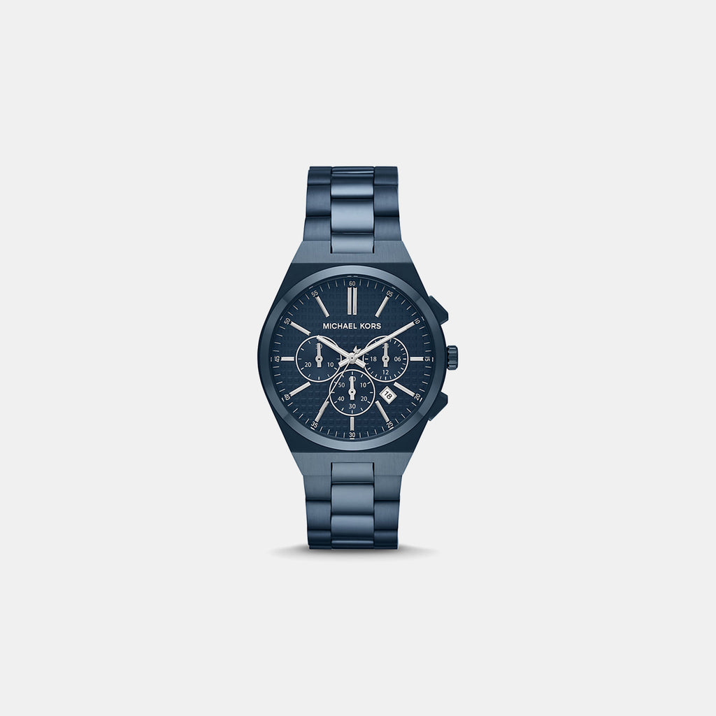 Oversized Lennox Men Quartz Blue Dial Chronograph Stainless Steel Watch MKO1235