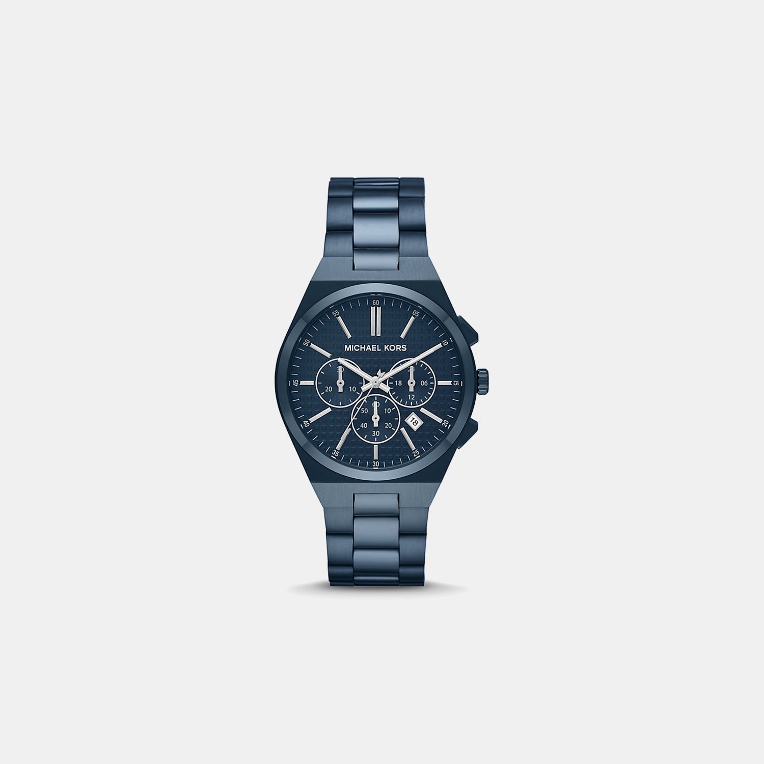 Oversized Lennox Men Quartz Blue Dial Chronograph Stainless Steel Watch MKO1235