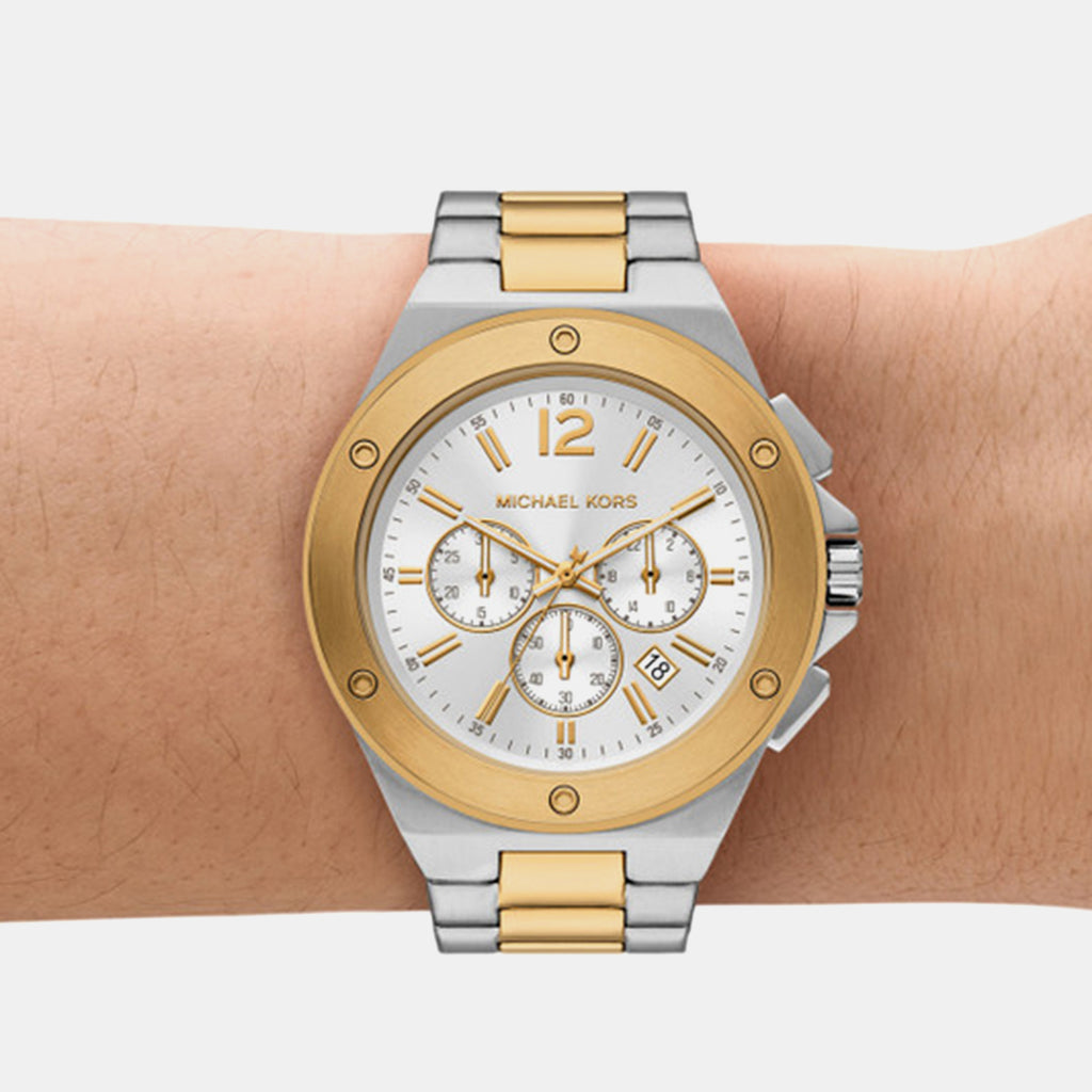 Lennox Men Quartz White Dial Chronograph Stainless Steel Watch MKO1237
