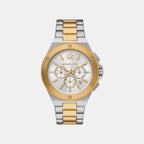 Lennox Men Quartz White Dial Chronograph Stainless Steel Watch MKO1237