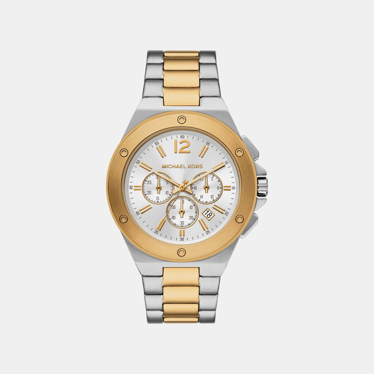 Lennox Men Quartz White Dial Chronograph Stainless Steel Watch MKO1237