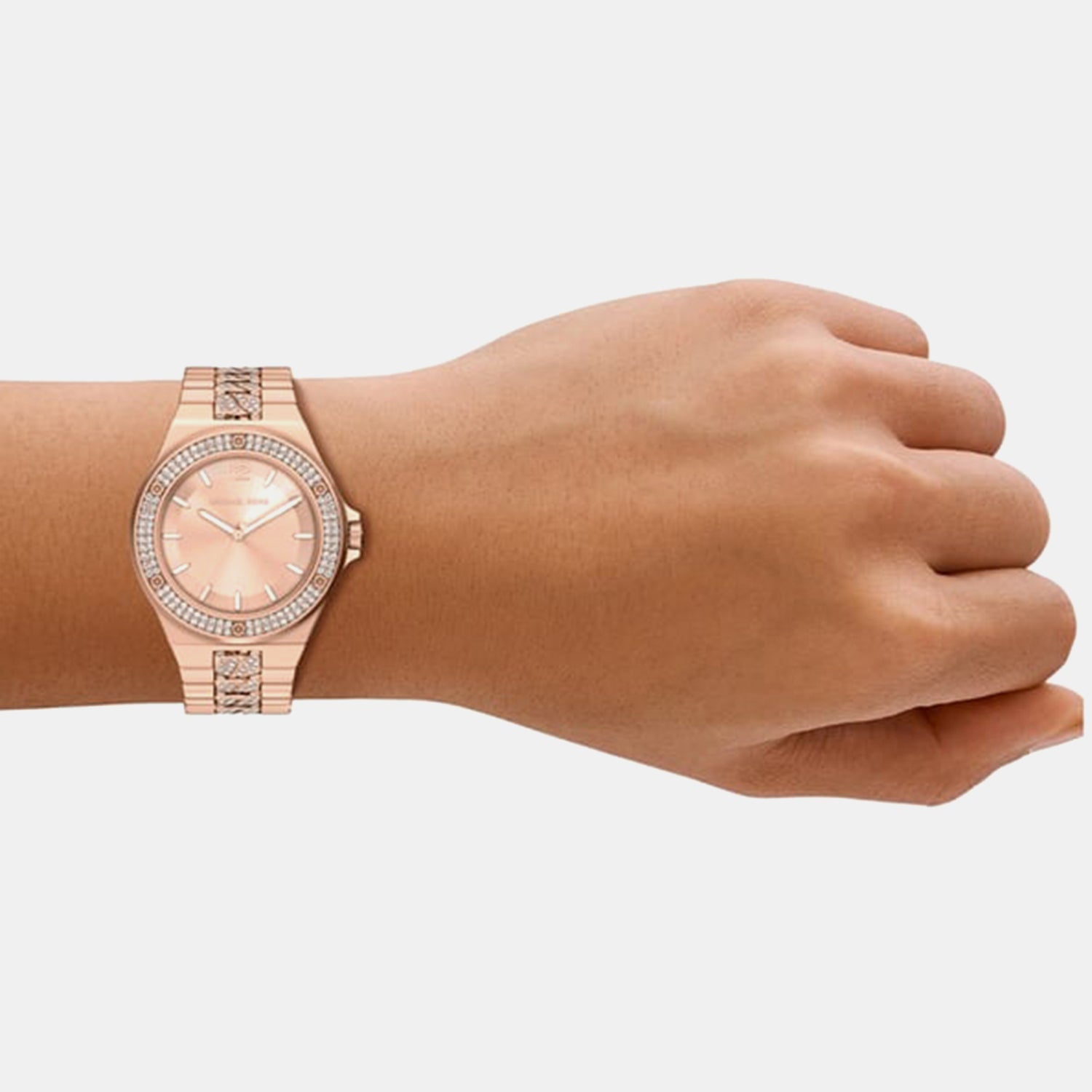 Lennox Women Quartz Rose Gold Dial Analog Stainless Steel Watch MKO1247