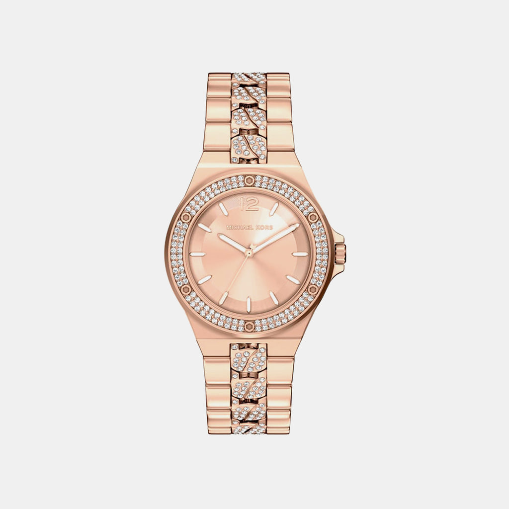 Lennox Women Quartz Rose Gold Dial Analog Stainless Steel Watch MKO1247