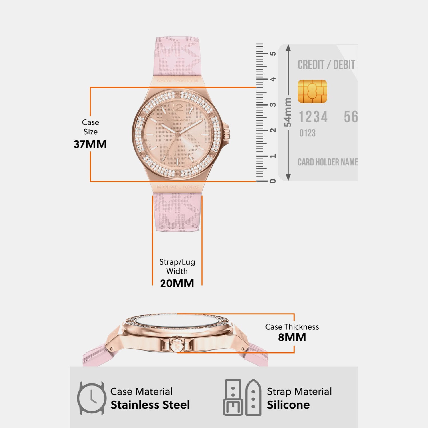 Lennox Women Quartz Rose Gold Dial Analog Silicone Watch MKO1251