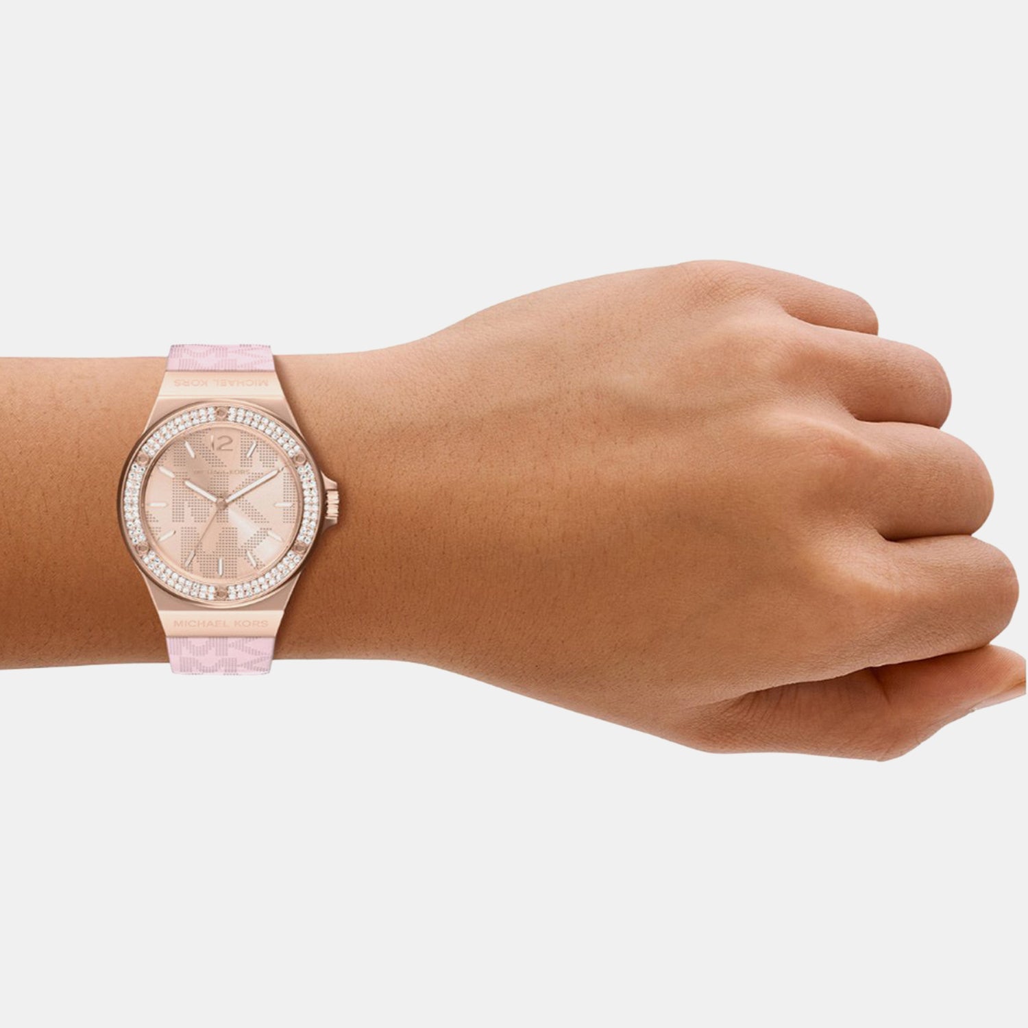 Lennox Women Quartz Rose Gold Dial Analog Silicone Watch MKO1251