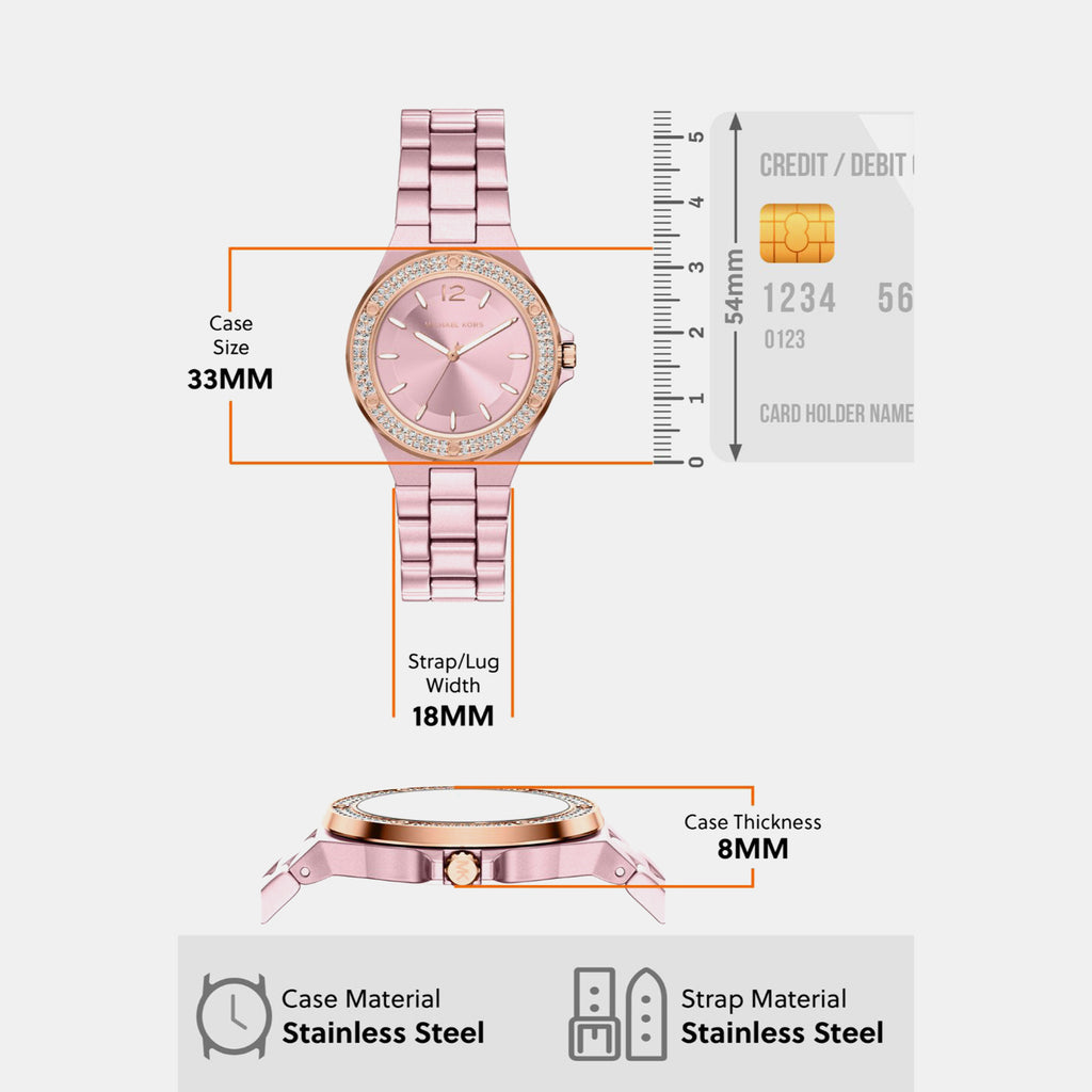 Lennox Women Quartz Pink Dial Analog Stainless Steel Watch MKO1254