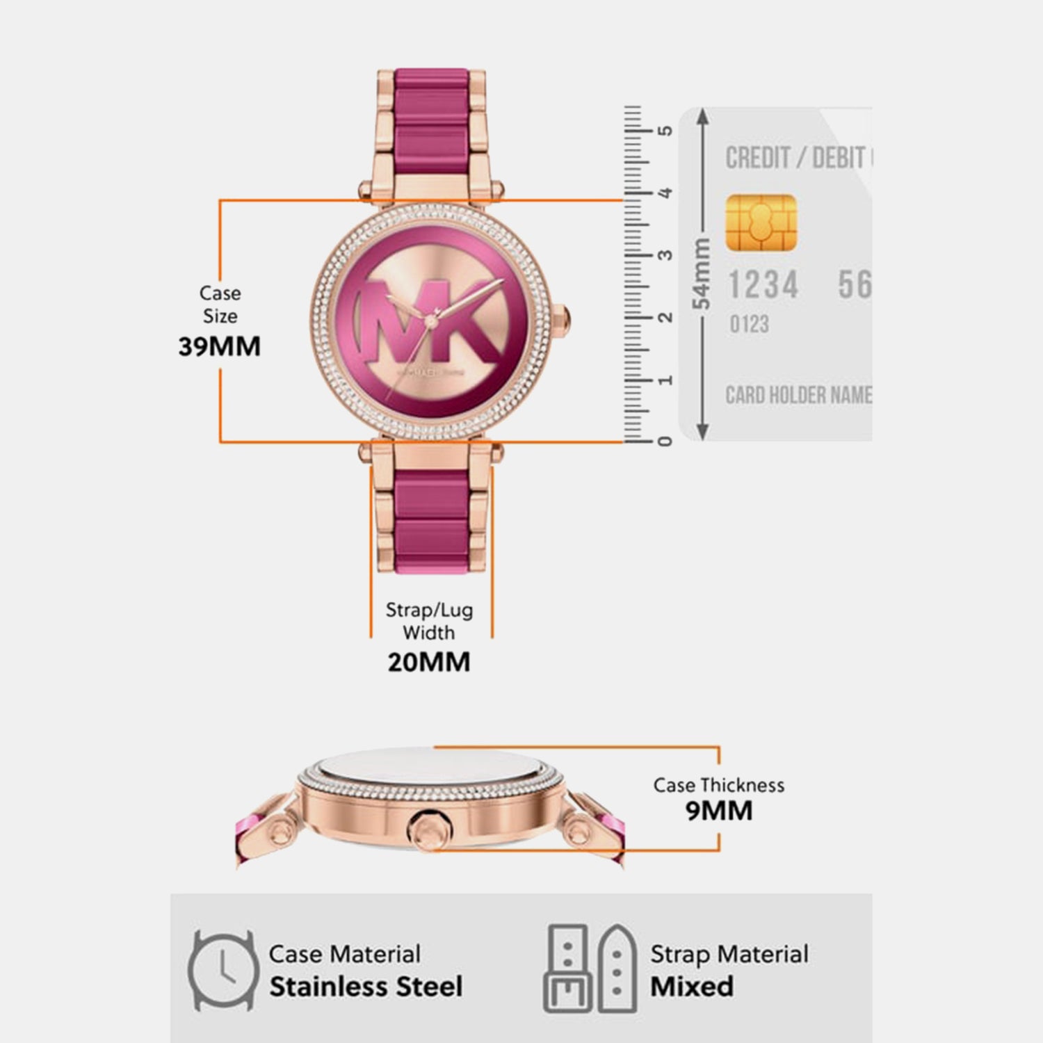 Parker Women Quartz Multicolour Dial Analog Stainless Steel Watch MKO1256