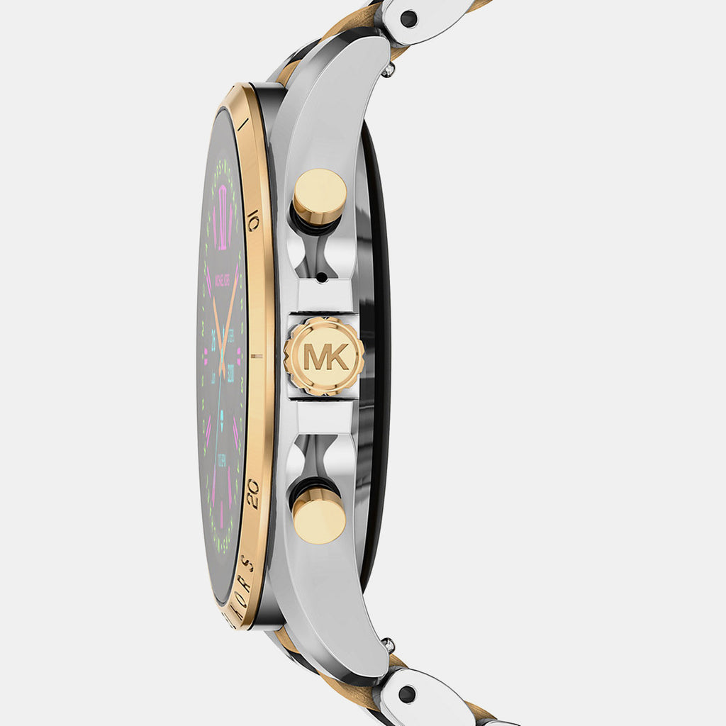 Women Processor Gold Dial Digital Stainless Steel Watch MKT5134