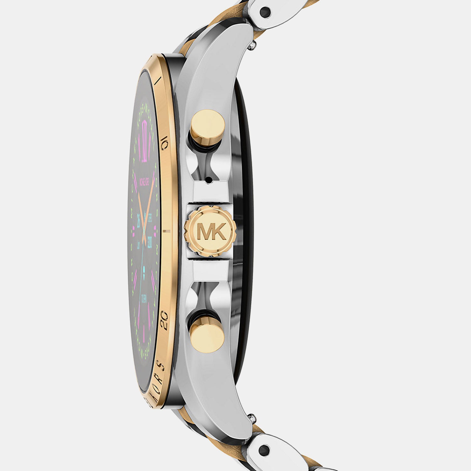 Women Processor Gold Dial Digital Stainless Steel Watch MKT5134