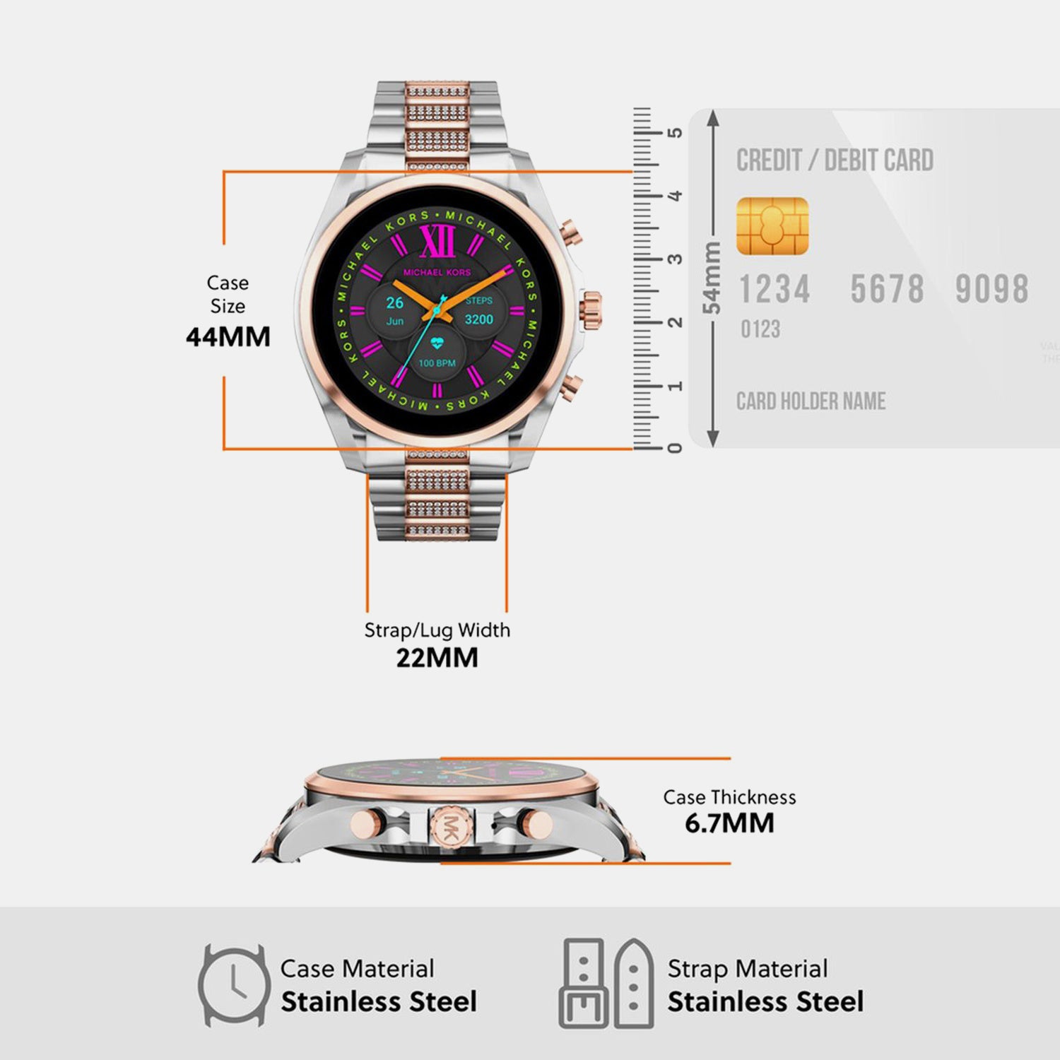 Women Processor Multicolour Dial Digital Stainless Steel Watch MKT5137