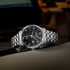 Seehof Men Quartz Black Dial Analog Stainless Steel Watch 509833 41 54 20