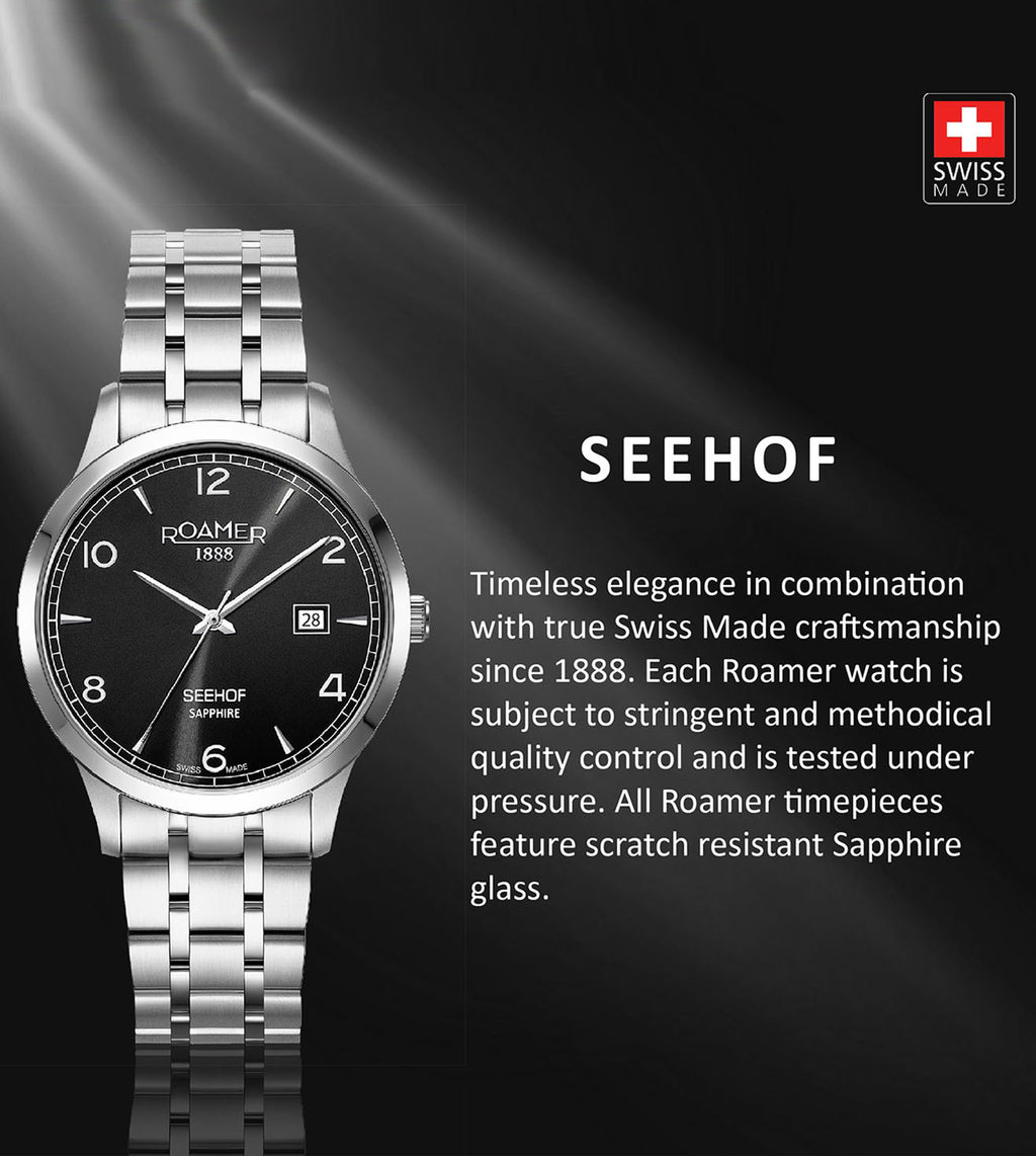 Seehof Men Quartz Black Dial Analog Stainless Steel Watch 509833 41 54 20