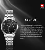 Seehof Men Quartz Black Dial Analog Stainless Steel Watch 509833 41 54 20
