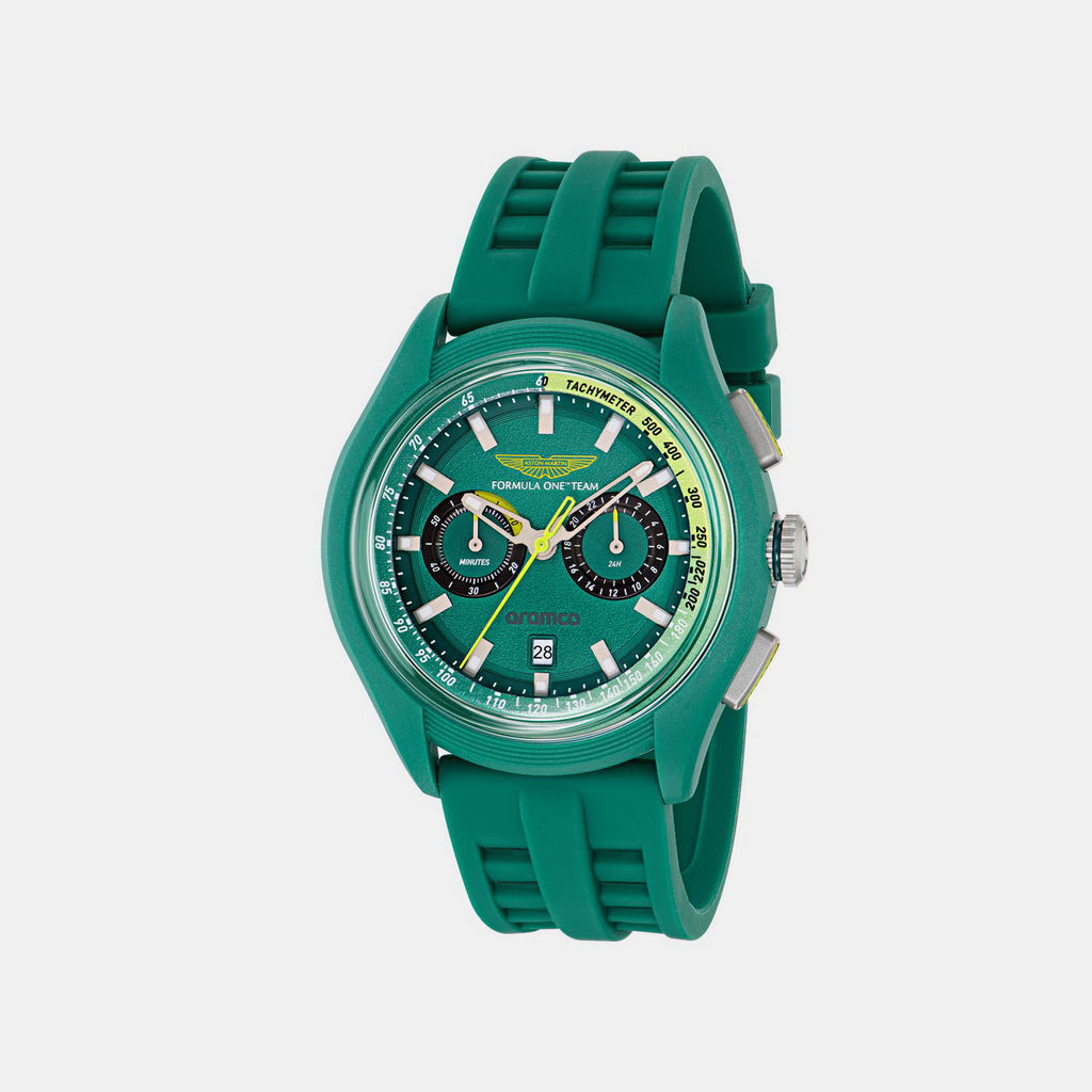 Am Formula 1 Men Quartz Green Dial Chronograph Silicone Watch MTFB1F60443