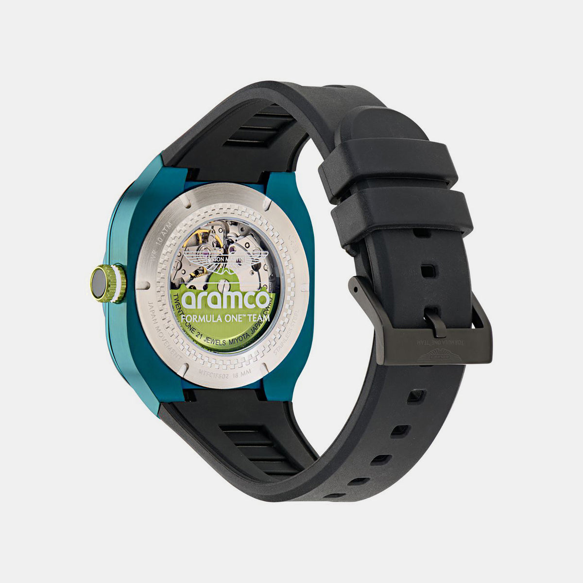 Am Formula 1 Men Automatic Green Dial Analog Rubber Watch MTFC1F60243