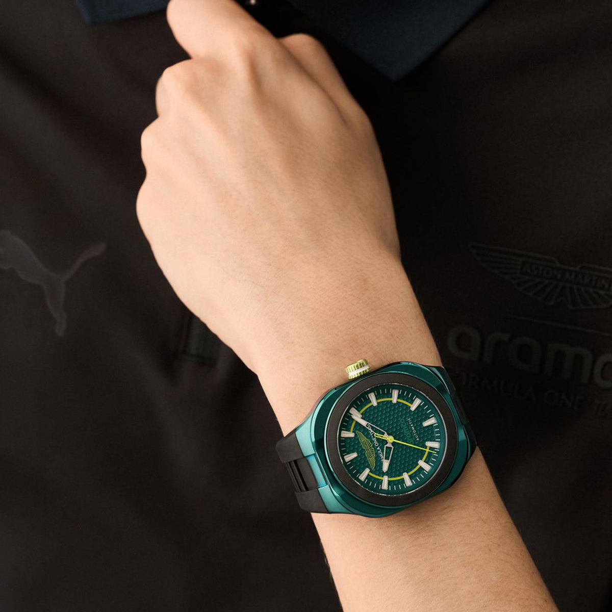 Am Formula 1 Men Automatic Green Dial Analog Rubber Watch MTFC1F60243