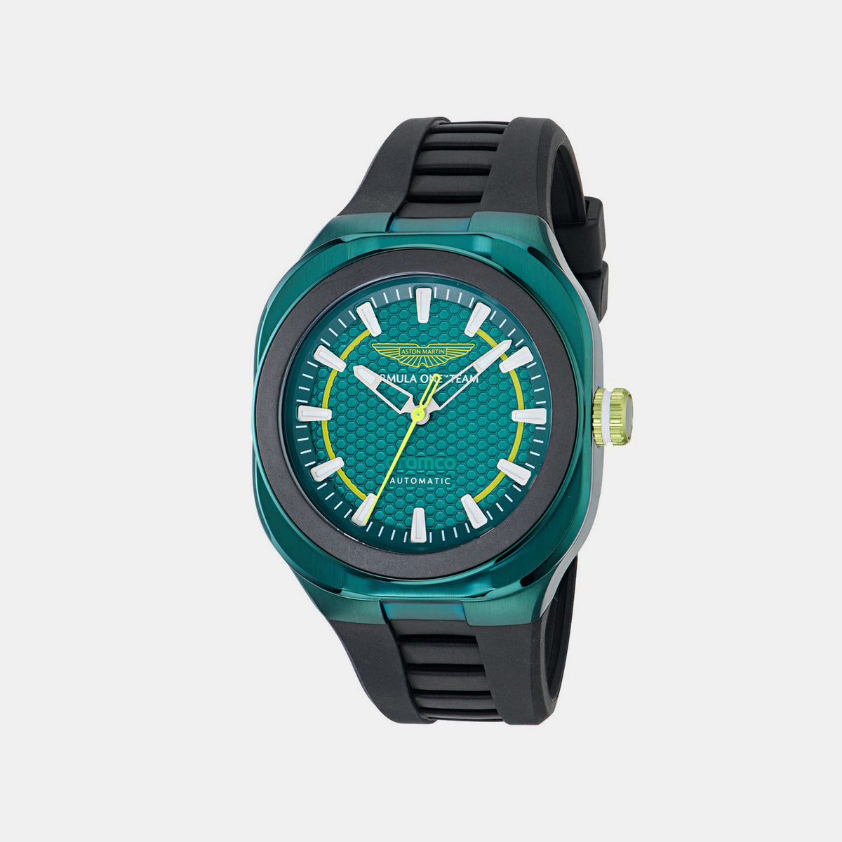 Am Formula 1 Men Automatic Green Dial Analog Rubber Watch MTFC1F60243