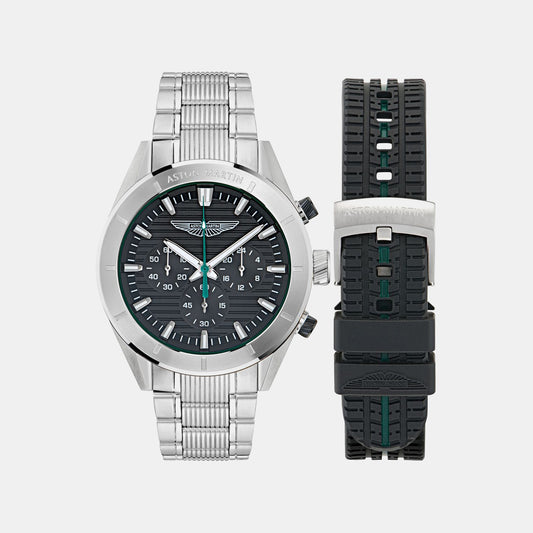 Aml Icon Men Quartz Black Dial Chronograph Stainless Steel Watch MTIB1F5013E