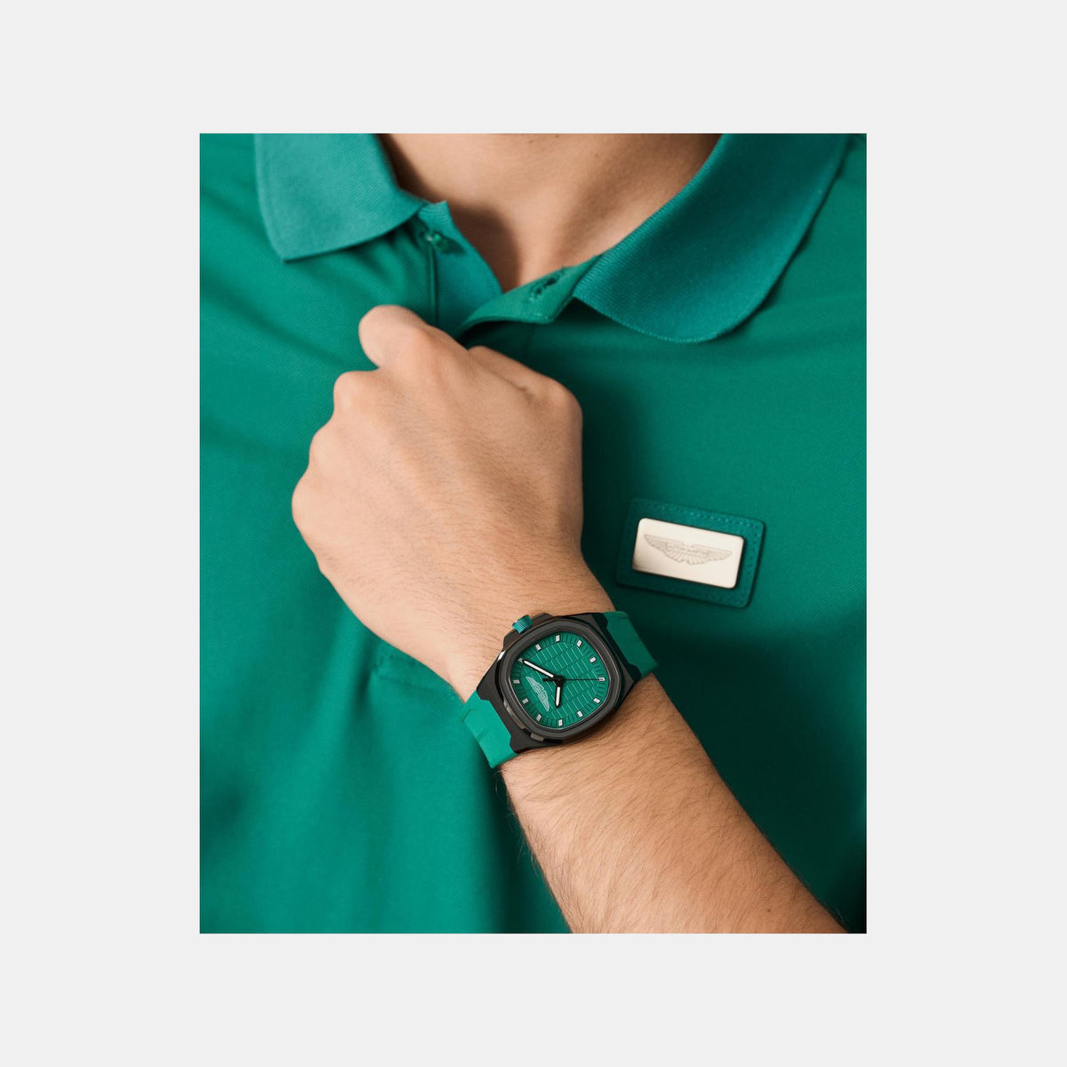 Aml Icon Men Quartz Green Dial Analog Silicone Watch MTIG1F5013E