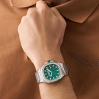 Men Quartz Green Dial Analog Stainless Steel Watch MTIG2S6043E