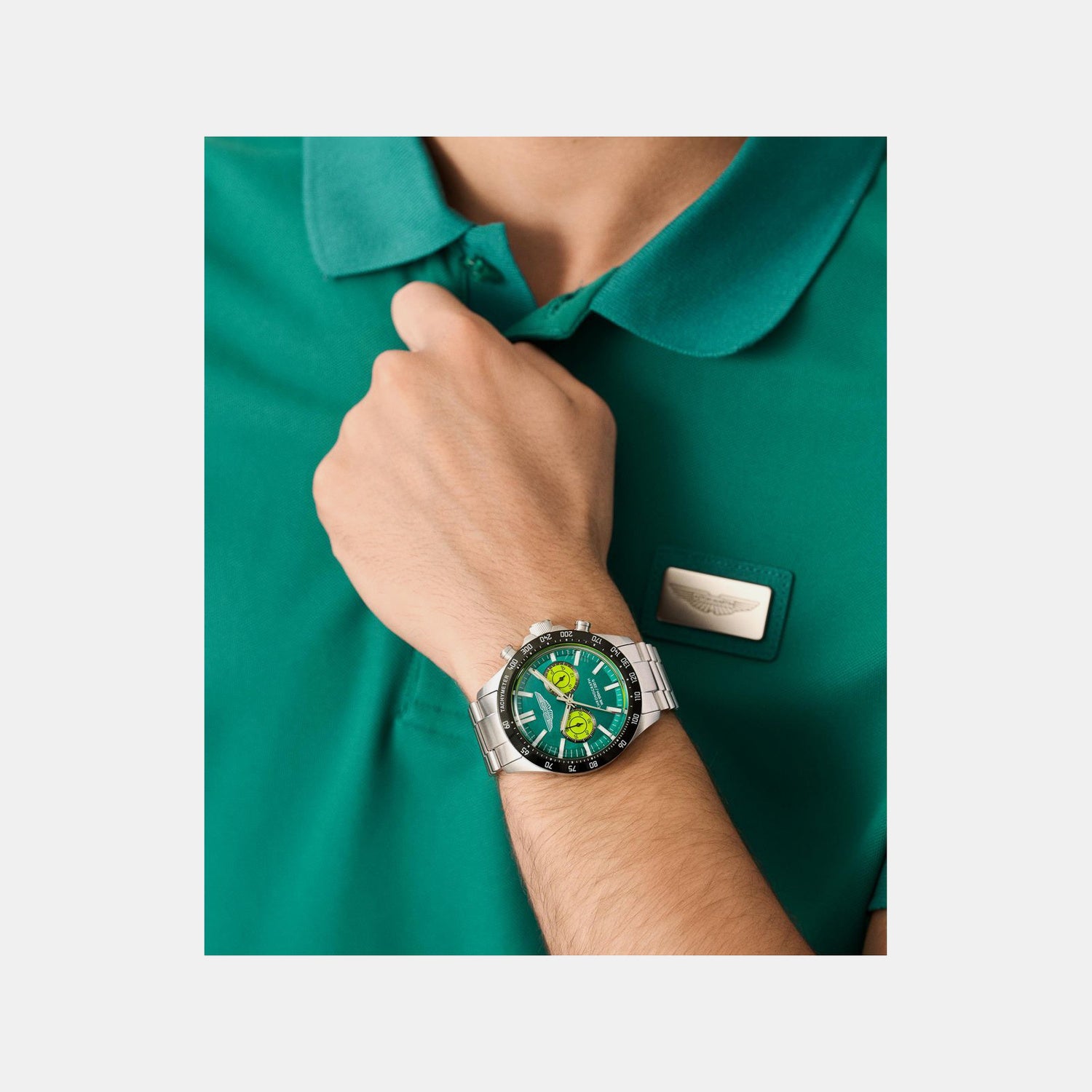 Aml Icon Men Quartz Green Dial Chronograph Stainless Steel Watch MTIS1F5023E